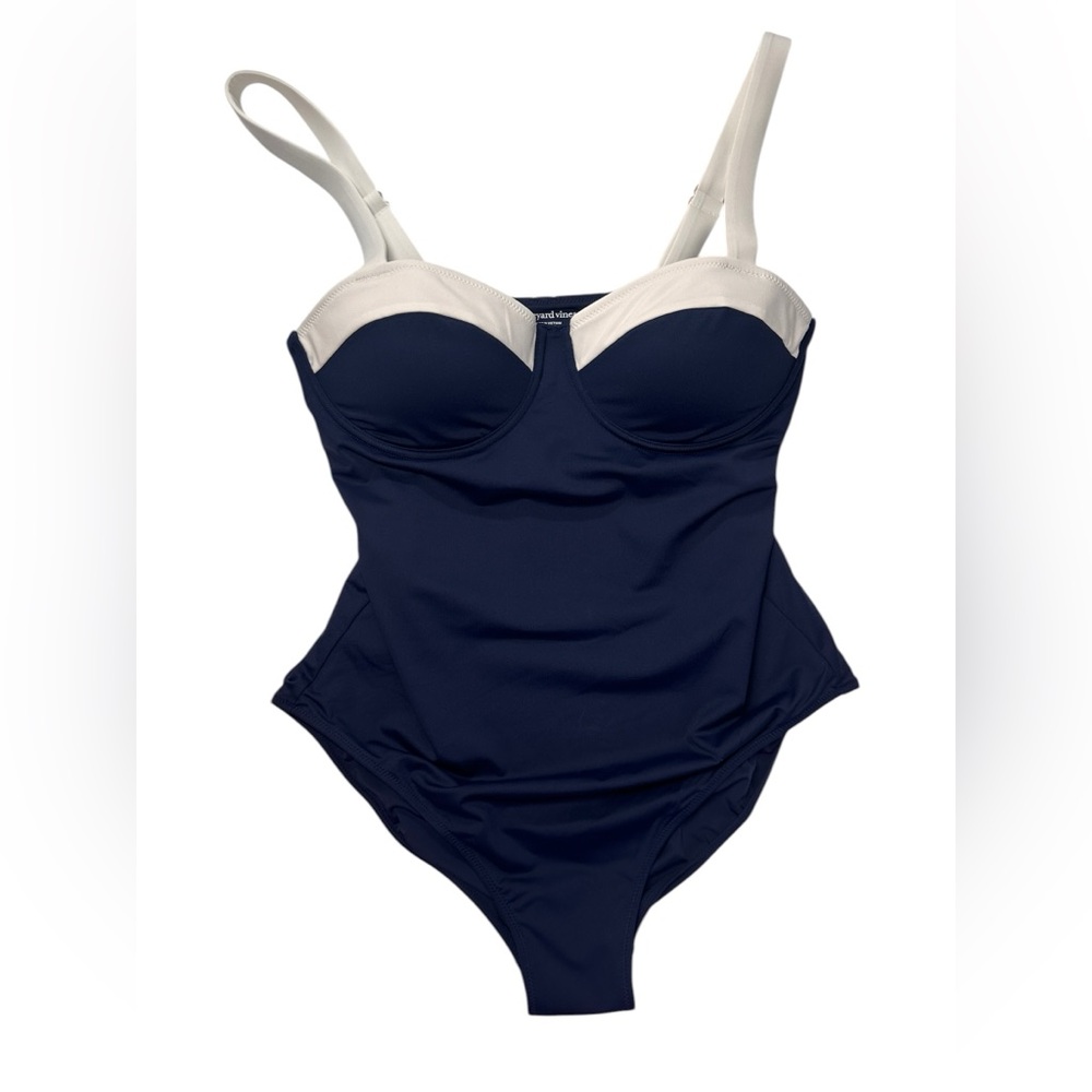 Vineyard Vines Navy One-Piece with Cream Accents